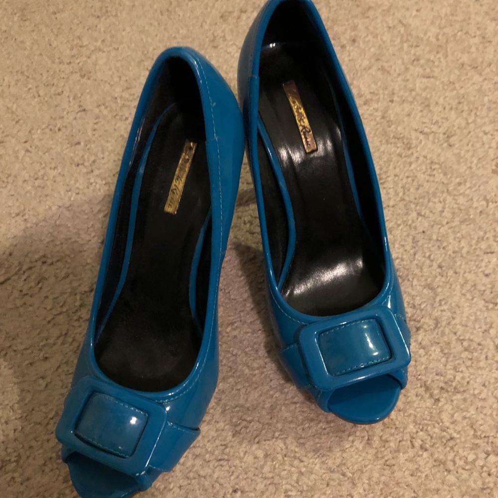 Teal Buckle Heels